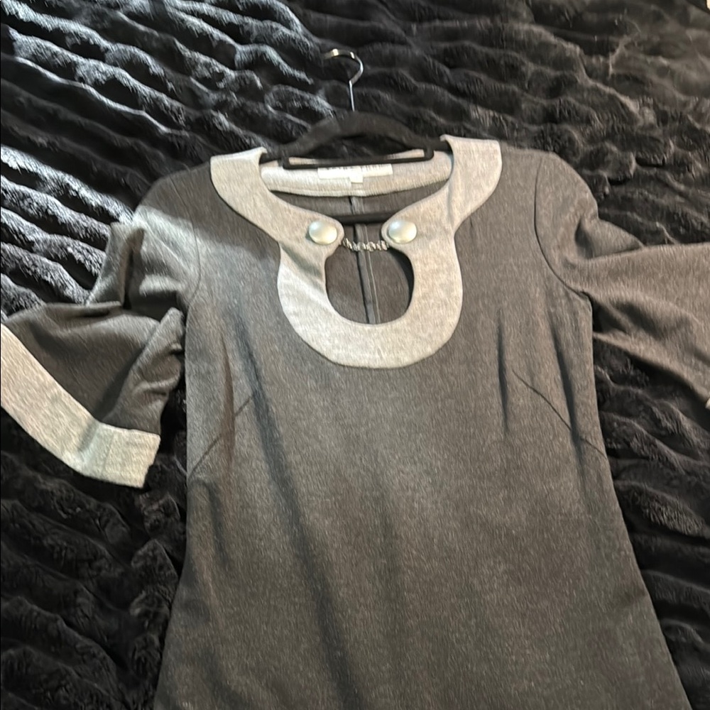 Trina Turk Gray and Cream Dress
